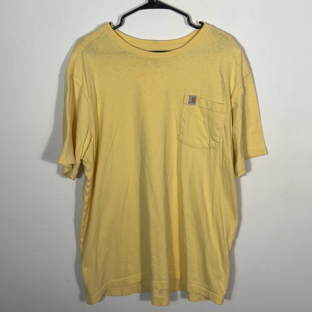 Carhartt Mens XL Relaxed Fit‎ Yellow Pocket T Shirt Short Sleeve Tee